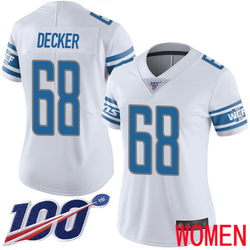 Detroit Lions Limited White Women Taylor Decker Road Jersey NFL Football #68 100th Season Vapor Untouchable->women nfl jersey->Women Jersey